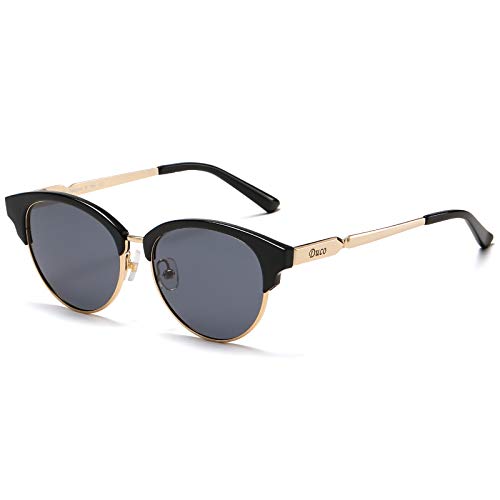 Duco Gafas De Sol Polarizadas Para Mujer Con Protección Uv400, Gafas De Sol De Diseñador, Marco De Metal Grande Dc1221, Negro , 51.5 Duco Gafas De Sol Polarizadas Para Mujer Con Protección Uv400, Gafas De Sol De Diseñador, Marco De Metal Grande Dc1221, Negro , 51.5