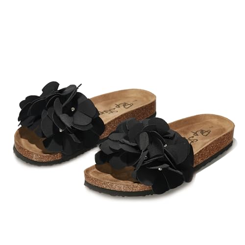 Image of PepStep Slide Sandals for Women or Ladies Dressy Summer Casual, Cute Bow Tie Knot On Top Strap, Comfy Slip On Cork Foot Bed