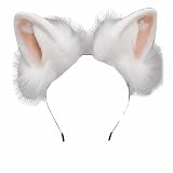 VIGVAN Katze Schwanz Ohr Kostüm niedlich Halloween Cosplay Requisiten Anime Cosplay Mädchen Damen und Kinder (Liebe Weiß Hasen Ohren)