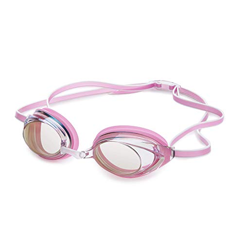 Nabevin Swim Goggles for Men and WomenAnti-Fog Racing Goggles  Mirrored Vanquisher 2.0 Swimming Goggles (Pink-Women)