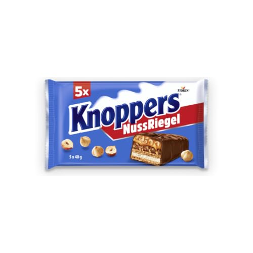 Knoppers NussRiegel, 5 Schokoriegel mit Haselnüssen & Karamell - 1 x 200 g – Ansicht 1
