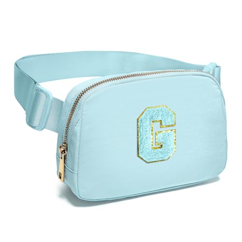 Image of Gitus Gifts for 8 9 10 11 12 Year Old Girls Belt Bag Fanny Pack Crossbody Bags with Initial Letter Patch Cute Stuff Birthday Gifts for Teen Girls Women Personalized Trend Stuff (Icing Blue-G)