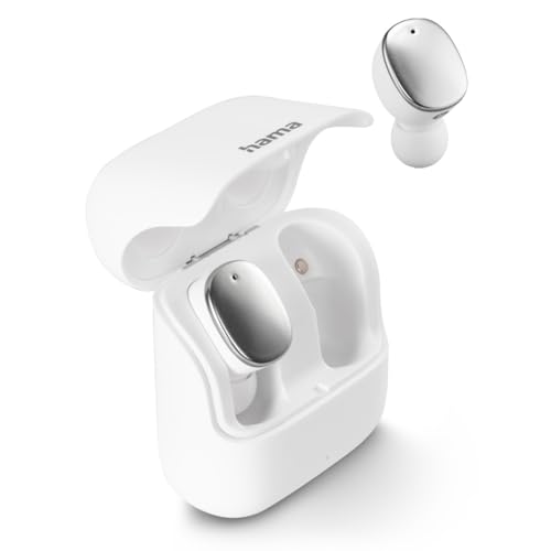 Hama Bluetooth Kopfhörer Spirit Pure (In Ear Kopfhörer mit Mikrofon, True Wireless Earbuds mit Ladecase, IPX5 spritzwassergeschützt, 25h Akku, kabellose Kopfhörer mit Sprachsteuerung) weiß