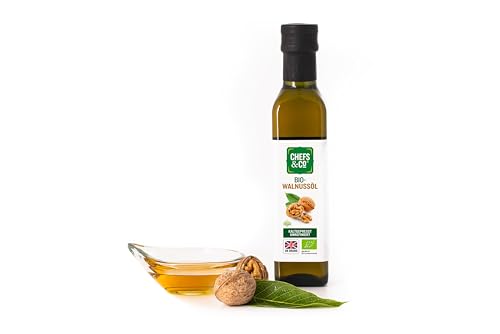 Foto von CHEFS & CO kaltgepresstes Walnussöl (unraffiniert) -250ml | leicht kaltgepresst ohne Chemie | 100% natürliche Premiumqualität | Reich an Omega-3 und Omega-6 und Phytonährstoffen | Vegan |