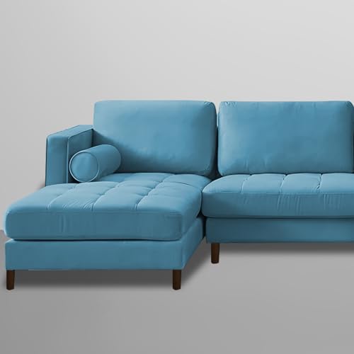 Image of Lezra LHS 4 Seater L Shape Sofa Set for Living Room (Turquise Fabric) Premium Fabric Sofa