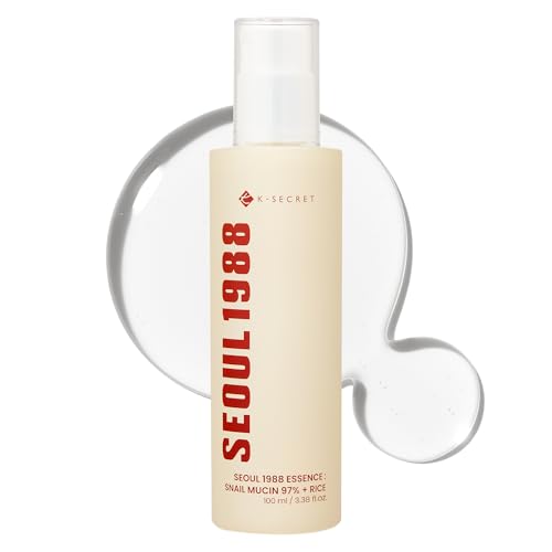 K-SECRET SEOUL 1988 Snail Mucin 97% Essence – Concentrated Yet Lightweight Formula Infused with 97% Snail Mucin | Soothing & Fast-Absorption Facial Serum | Korean Skincare, 100ml / 3.38 fl oz