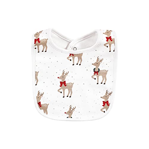 Image of Hudson Baby Unisex Baby Cotton Bib and Sock Set, Fancy Rudolph, One Size
