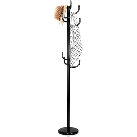 Multigot Metal Coat Rack, Freestanding Clothes Hanger with 8 Hooks, Entryway Home Floor Hall Tree for Hat Bag Scarf Umbrella Cover