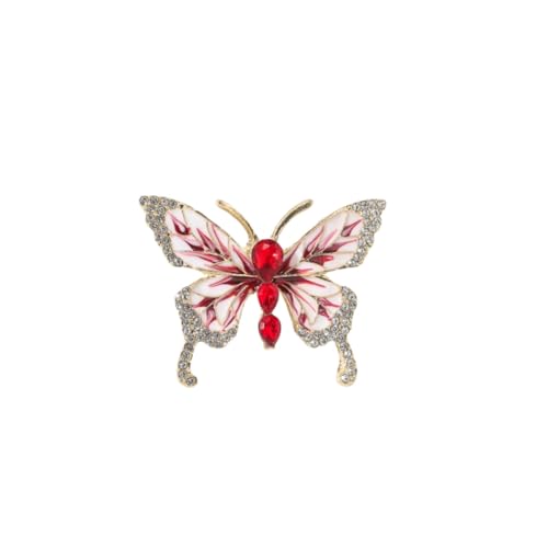 Image of Butterfly Crystal Rhinestone Brooch Pin for Women Colorful Glitter Pearl Bead Lapel Pins Hats Clothes Dress Accessories Jewelry