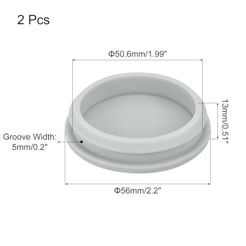 Image of MECCANIXITY 2pcs Silicone Snap in Locking Hole Plugs,50.6mm /2 Inch Mounting Diameter Narrow Groove Width 5mm Panel Seal Cover Round for Kitchen Bulkheads Waterproof Sealing Plugs Grey