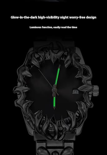 Image of Gothic Watch for Men - Crimson Eclipse, Sunburst Dial Stainless Steel Designer Wrist Watch, Stylish Fashion Watch