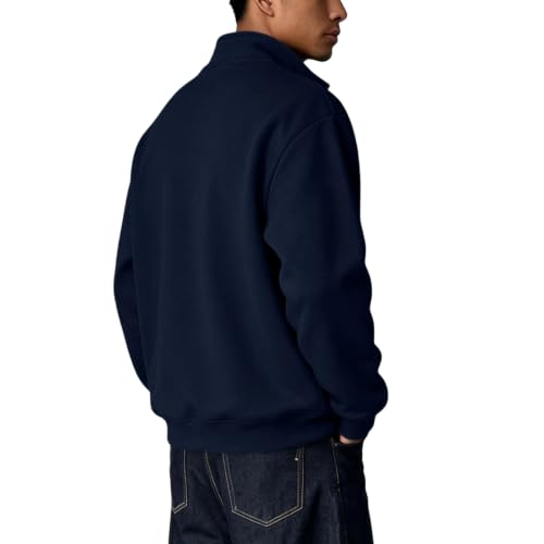 Quarter Zip Pullover Men Polo Neck 1/4 Zipper Fleece Mock Neck Sweatshirt - image 5