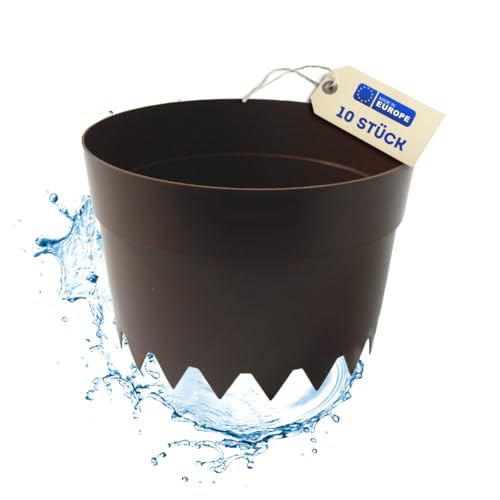 De-Plastik AQUARING 10-er Set | Ø 20 cm | Braun | Gießring | Bewässerungsring zur optimalen Bewässerung Ihrer Pflanzen | Pflanzring | Schädlingsschutz
