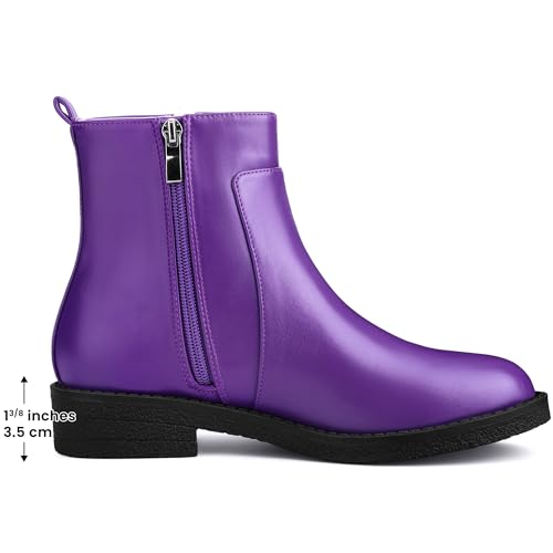 Allegra K Allegra K Purple Boots for Women Round Toe Zipper Chunky Low Heel Ankle Boots 7.5 M US