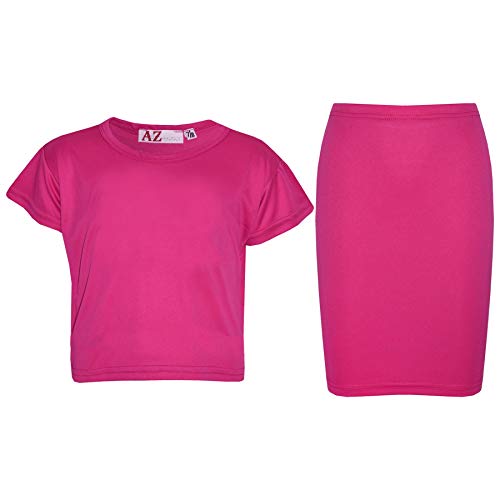 Top Élégant et Jupe Crayon Rose Ensemble Slim Fit Tendance pour Filles