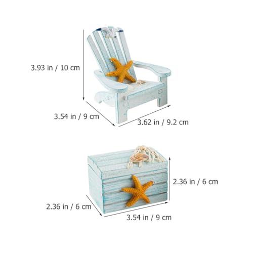 Silla de playa de madera miniatura de pino adorno para ambiente fresco de oficina 3
