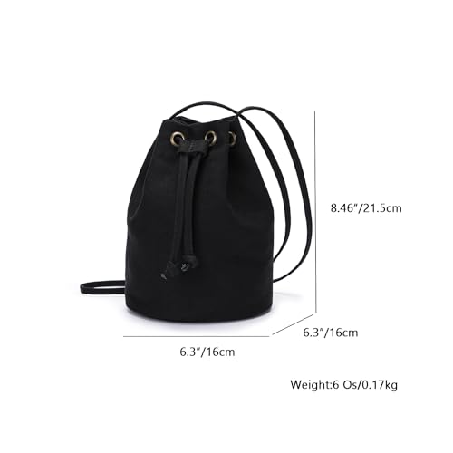 Black Drawstring Crossbody Bag Nylon Fabric Large Capacity Organizer Bag with Gold Tone Hardware2