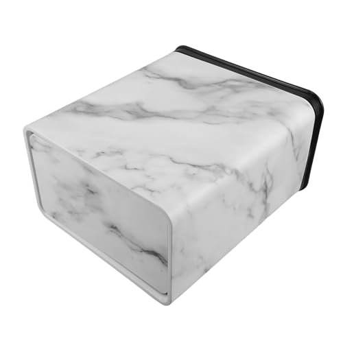 GALPADA Cubo de Basura Estrecho Grande de Plástico Blanco con Tapa Abatible y Doble Capa, Contenedor Rectangular para Cocina, Baño y Dormitorio, Bote de Basura de Interior Que Ahorra