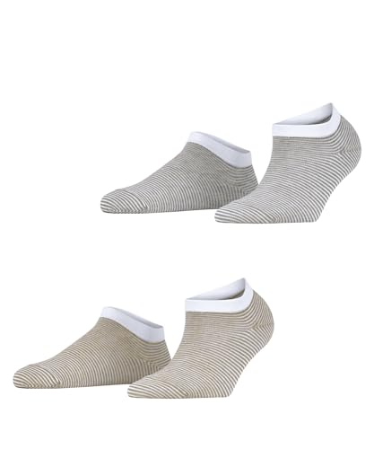ESPRIT Damen Sneakersocken Fine Stripe Multipack W Sn Baumwolle kurz gemustert 2 Paar, Mehrfarbig Beige Brown 0190, 39-42 ESPRIT Damen Sneakersocken Fine Stripe Multipack W Sn Baumwolle kurz gemustert 2 Paar, Mehrfarbig Beige Brown 0190, 39-42
