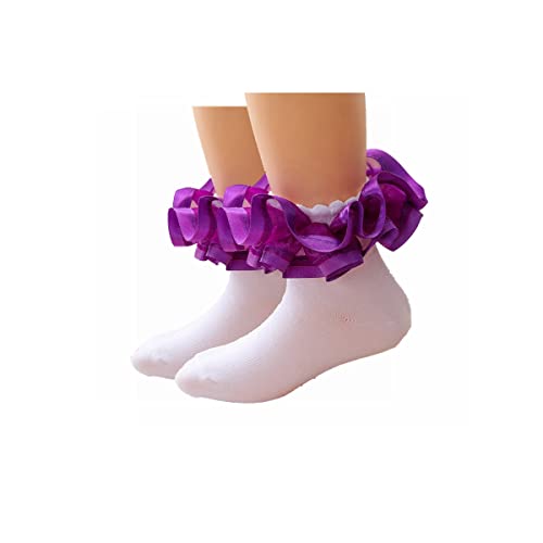 Hopply 3D Three-dimensional Ruffled Lace Cotton Socks,Cute Double Big Lace Dress Princess Socks for Girls