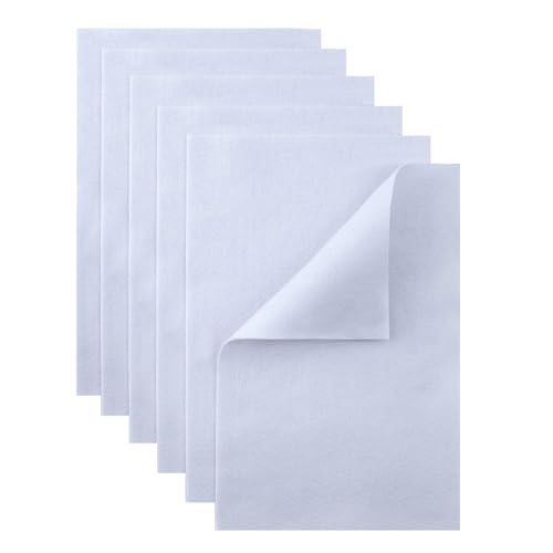 HaoFeiJH White Felt Sheets - 6PCS Soft Felt Squares (8x12 A4) 1.5mm Thick Ideal for Sewing Patchwork Decoration Embroidering DIY Craft