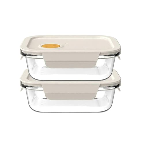 JATIBOSH 4 Piezas Envases Herméticos de Vidrio para Almacenamiento de Alimentos (2 Envases, 2 Tapas) Contenedores de Alimentos para Cocina, Despensa, Alacena, Microondas Y Congelador.