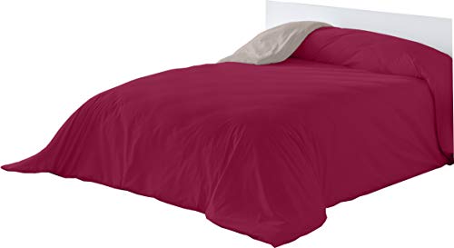 Lucena Cantos - Funda Nórdica Lisa - (150 x 270, Bicolor Burdeos/Gris Claro)