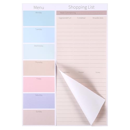 Magnetic Weekly Meal Planner & Shopping List Pad for Fridge 52 Sheets
