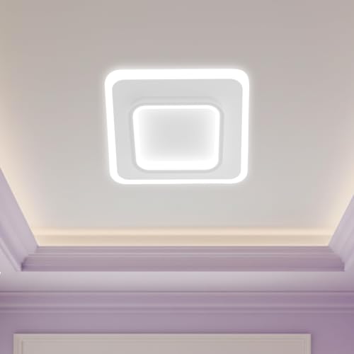 Image of Premium Geometric Ceiling Mount LED 8W Anti-Glare | Warm Natural Cool | Designed for Bedroom Office Conference Room Kitchen Bathroom Balcony, Walkway (Plain White)