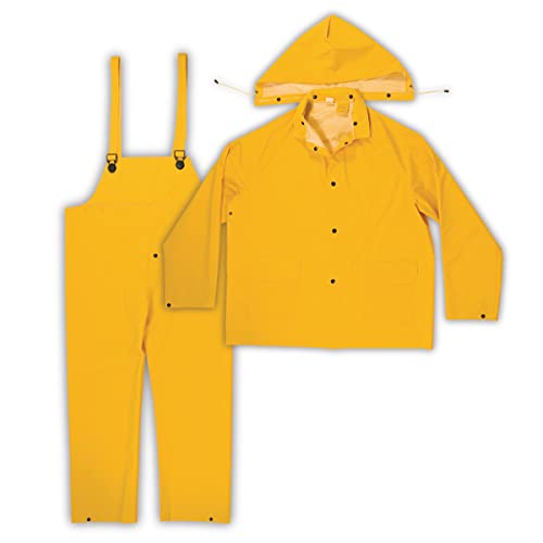 Custom Leathercraft mens Duty Clc 3 Piece Heavyweight Pvc Rain Suit Size X Large 872008, Yellow,...