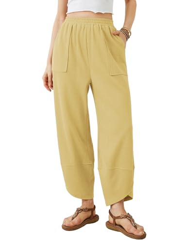Image of Xiaoxuemeng Womens Baggy Wide Leg Pants Casual Elastic Waisted Palazzo Harem Pants with Pockets