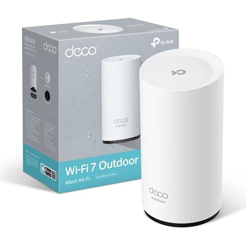 TP-Link Deco BE25-Outdoor BE3600 Outdoor Wifi Extender for Deco Weatherproof IP65 Mesh WiFi 7 Router PoE/AC Power Supply AI-Driven Seamless Mesh Alexa/Google Assistant Compatible HomeShield