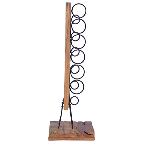 Soporte para 6 botellas de vino de madera de teca sólida miniatura 4