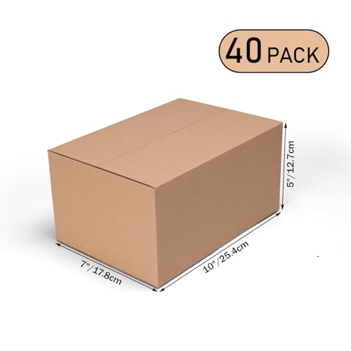 Image of 10x7x5 Shipping Boxes Set of 40, Brown Kraft Corrugated Cardboard Boxes Mailers for Packaging, Big Moving Box(25.4x17.8x12.7 cm)