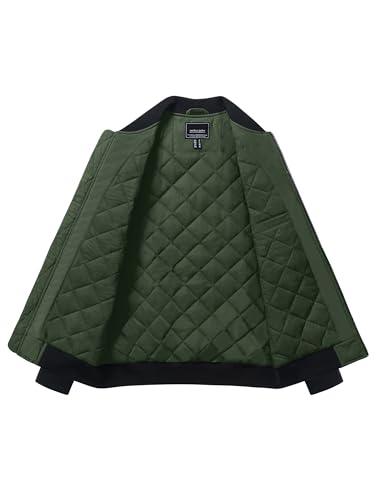 EKLENTSON Men's Warm Winter Bomber Jacket Thermal Quilted Lined Full Zip Windbreaker with Pockets