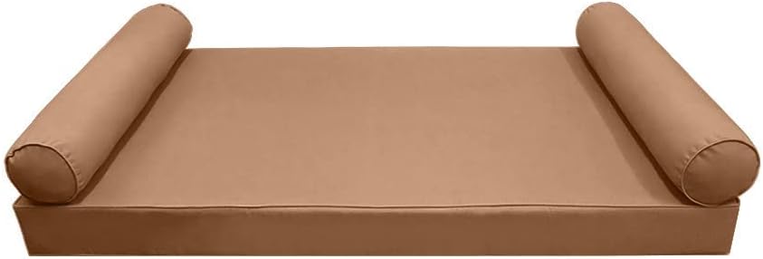 Prolinemax Style5 Queen Size 3PC Pipe Trim Outdoor Daybed Mattress Cushion Bolster Pillow Slip Cover Complete Set AD104