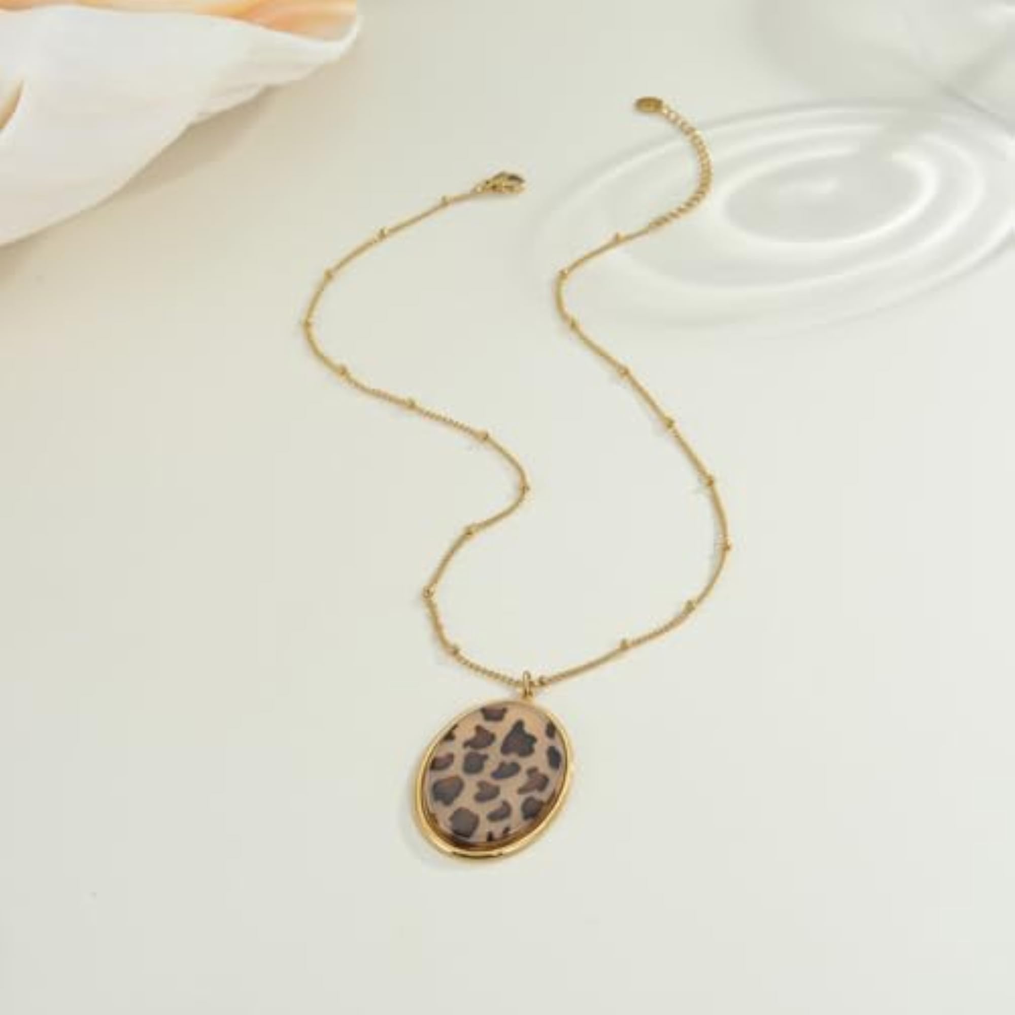 Printed Shiny Texture Jewelry Set, Gold Leopard Design 6