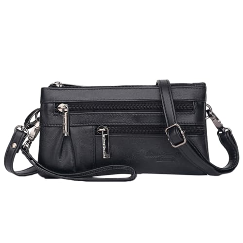 Pochette enveloppe en PU noir pour femme | Sac de soirée élégant 7 pouces
