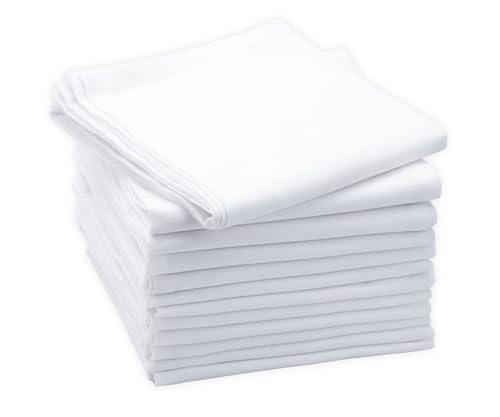 Juego de 12 toallas de cocina para saco de harina, color blanco, paños de cocina de tela blanca para saco de harina, paños de cocina para bordar, secar lisos, gruesos, sin pelusa, 28 x 28 pulgadas