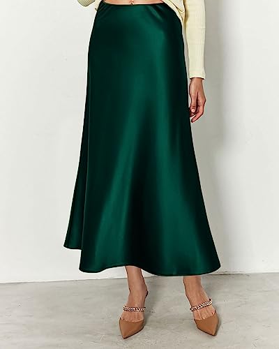 Image of BTFBM 2026 Summer Womens Skirts Silk Elegant High Waist Flowy Long Satin A-Line Midi Skirt Cocktail Wedding Party
