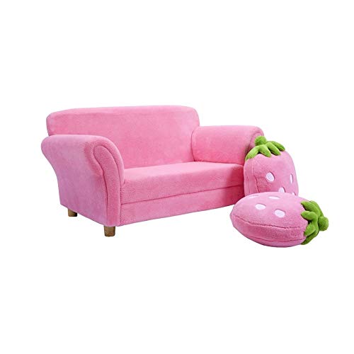 Twdyc Kids Strawberry Armrest Chair Sofa Strong Wood Frame Two Seat Children Sofas Living Room Furniture #TOP4