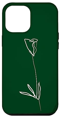 Carcasa para iPhone 15 Pro Max Tulipán Flor Minimal Line Art Abstracto Pastel Bosque Verde
