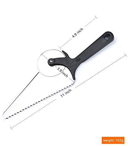 10 Inch Aluminum Pizza Peel, Metal Pizza Spatula Paddle with Foldable Wood Handle and Pizza Cutter for Baking Homemade Pizza and Bread