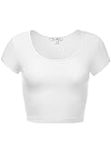Luna Flower Women's Cute Basic Short Sleeve Scoopneck Cotton Crop Tops
