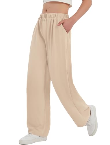 Image of EXARUS 3 Pack Girls Wide Leg Pants Flowy Linen Teen Casual Loose Baggy