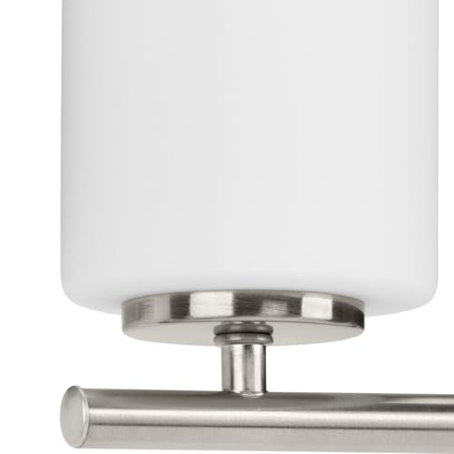 Image of Progress Lighting 4-Light Etched White Glass Modern Bath Vanity Light, Replay Collection, Brushed Nickel (P2160-09)