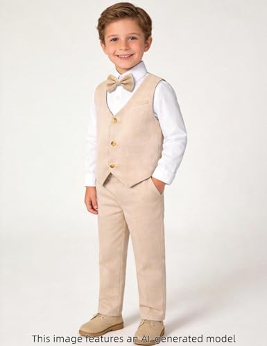 Image of A&J DESIGN 4pcs Baby & Toddler Suit, 12 Months - 5T, Shirt & Pants & Vest & Bow Tie
