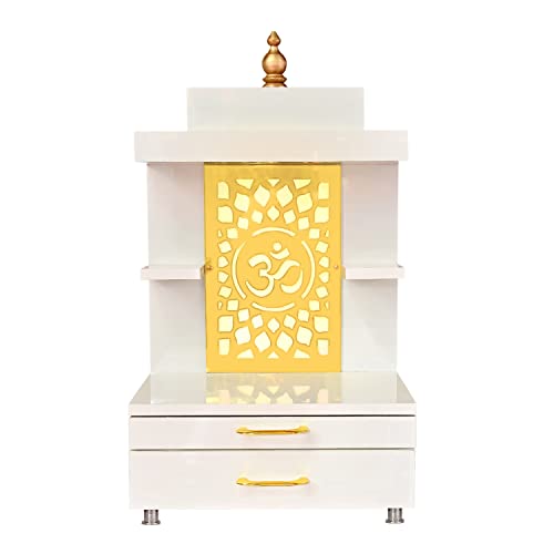 Image of Wooden Beautiful Temple with Led Light Already Assembled | Wooden Temple /Home /Pooja Mandir /Pooja Mandap /for Home (Wall Mounted)