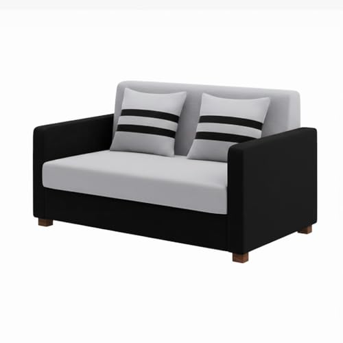 Image of FURNY Lifestylio 2 Seater Fabric Sofa Set (Light Grey-Black) Premium Velvet Finish | Ideal for Living Rooms, Offices