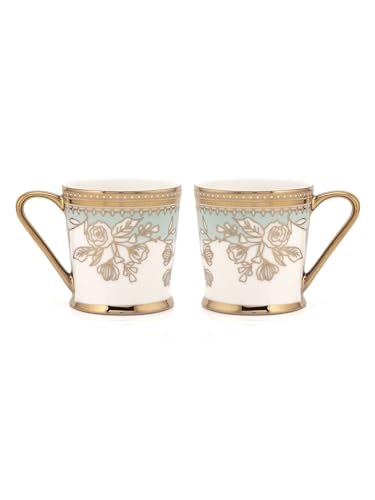 Image of Clay Craft Fine Ceramic Gold Printed Coffee /Tea Cups Set of 6-200 ml Each, Tea Cup Set of 6, Mugs for Coffee, Cups Set of 6, Mug Set, Ideal for Gifting, Perfect for Home and Office (E614)